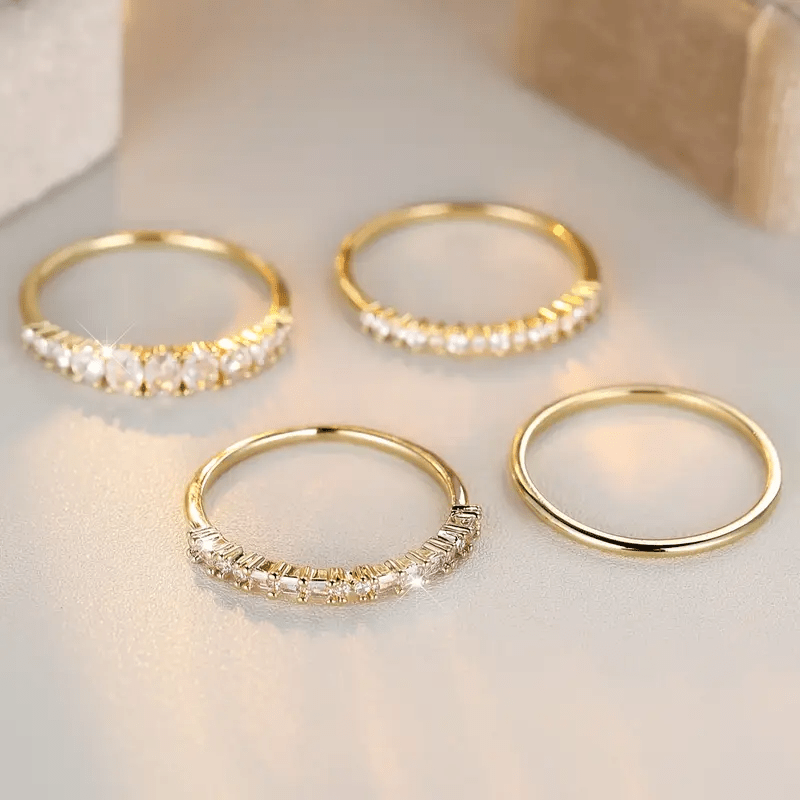 14k Golden Zirconia Stacking Rings | Nooklyst