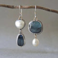 Vintage Blue Stone Pearl Earrings | Nooklyst