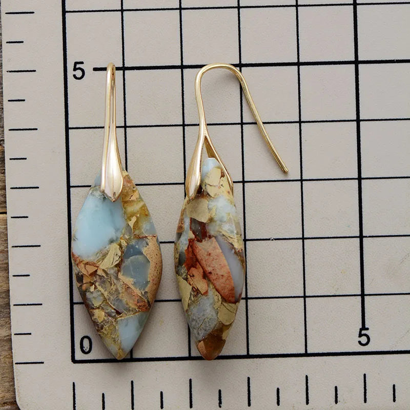 Earthy Jasper & Gold Teardrop Earrings | Nooklyst