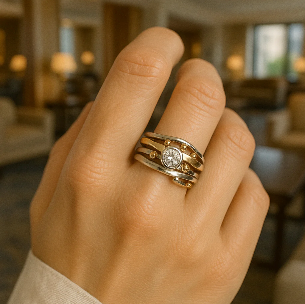 Royal Vintage Gold Inlaid Zirconia Ring | Nooklyst