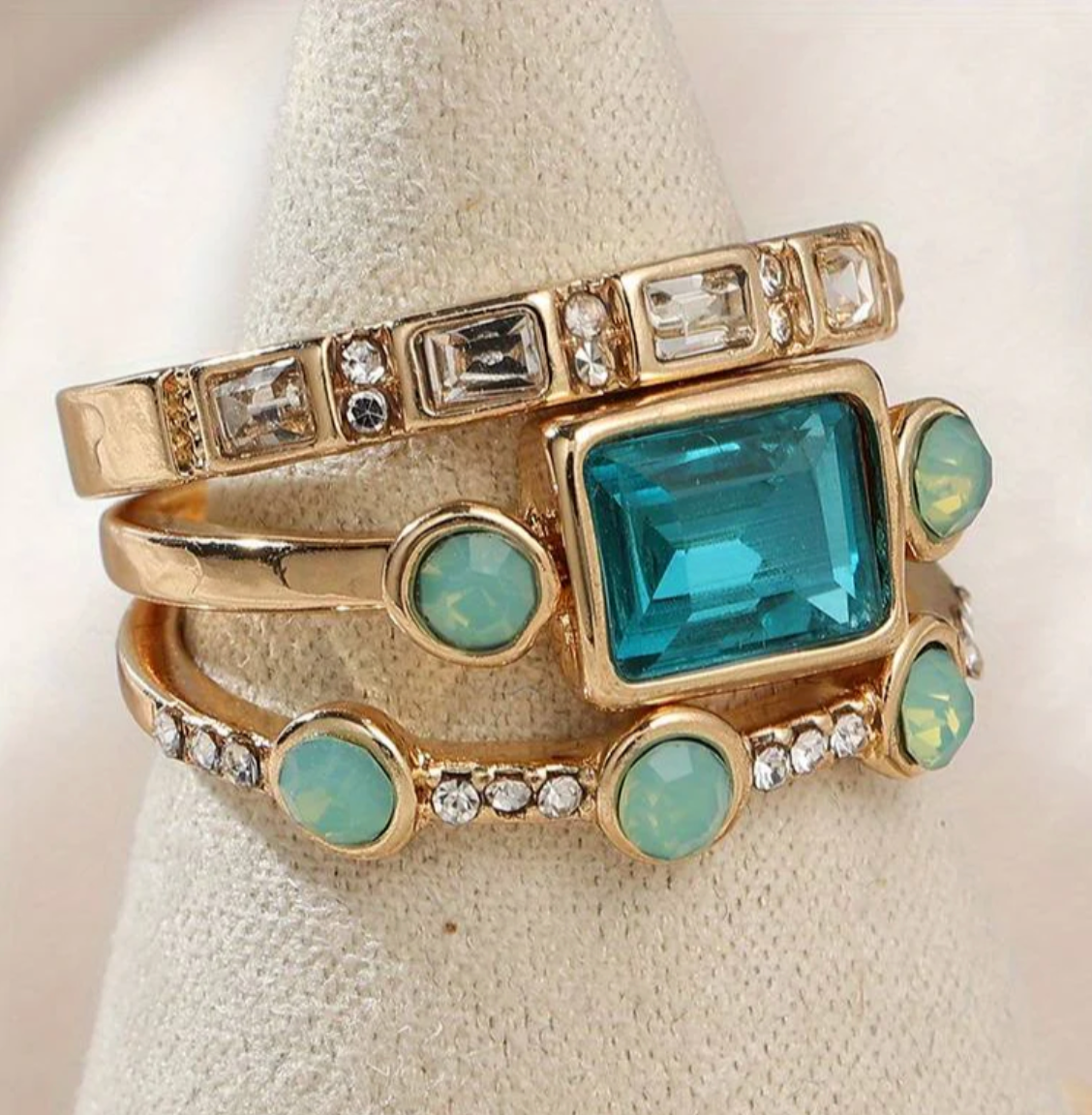 Ocean Vintage Crystal Ring Set | Nooklyst