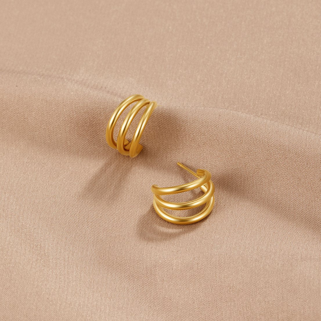 Ana Triple Gold Earrings | Nooklyst