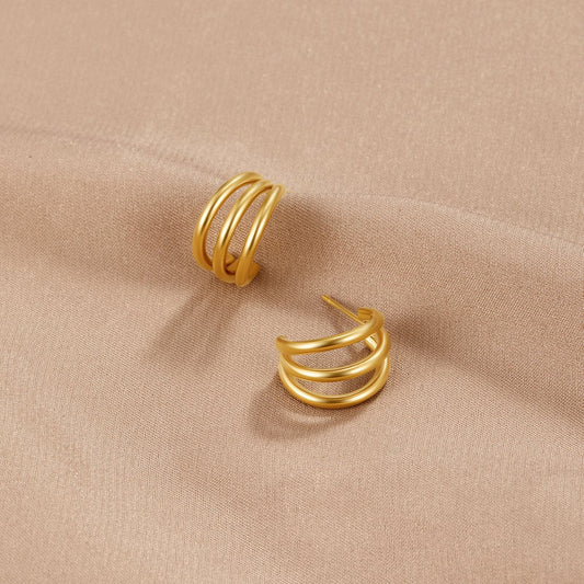 Ana Triple Gold Earrings | Nooklyst