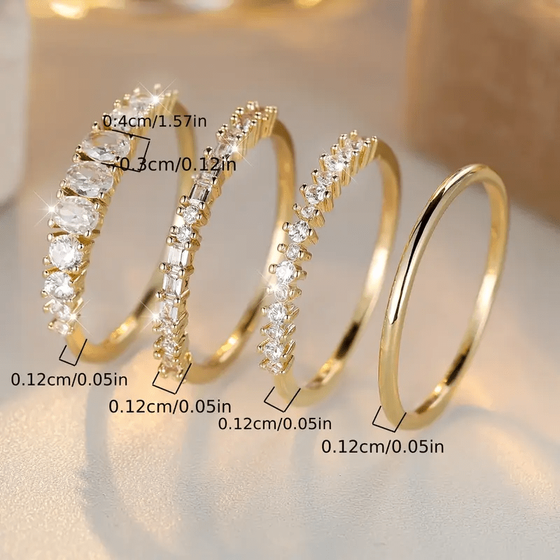 14k Golden Zirconia Stacking Rings | Nooklyst