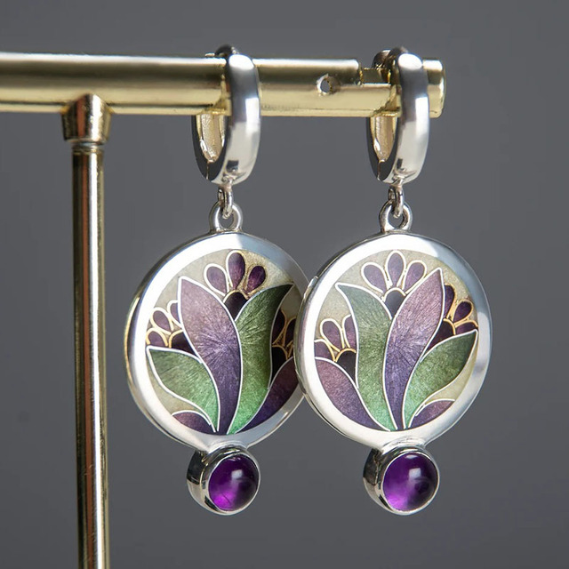 Purple Crystal Boho Earrings | Nooklyst