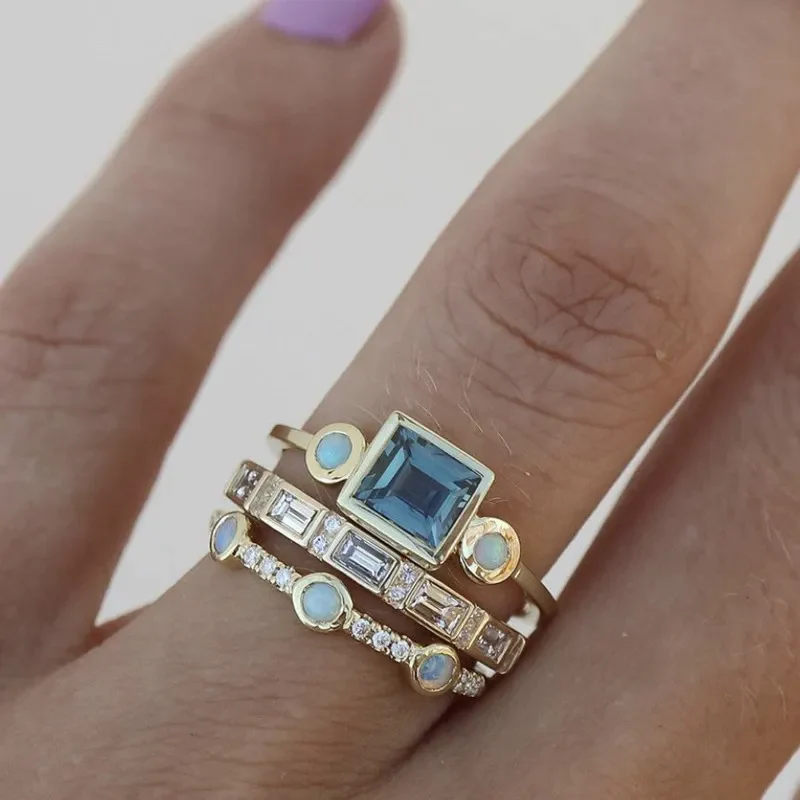 Ocean Vintage Crystal Ring Set | Nooklyst