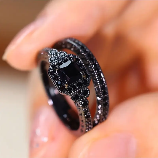 Retro Black Ring Duo | Nooklyst