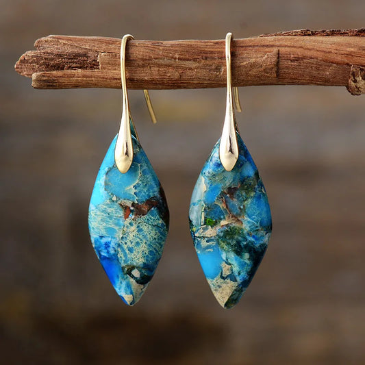 Earthy Jasper & Gold Teardrop Earrings | Nooklyst